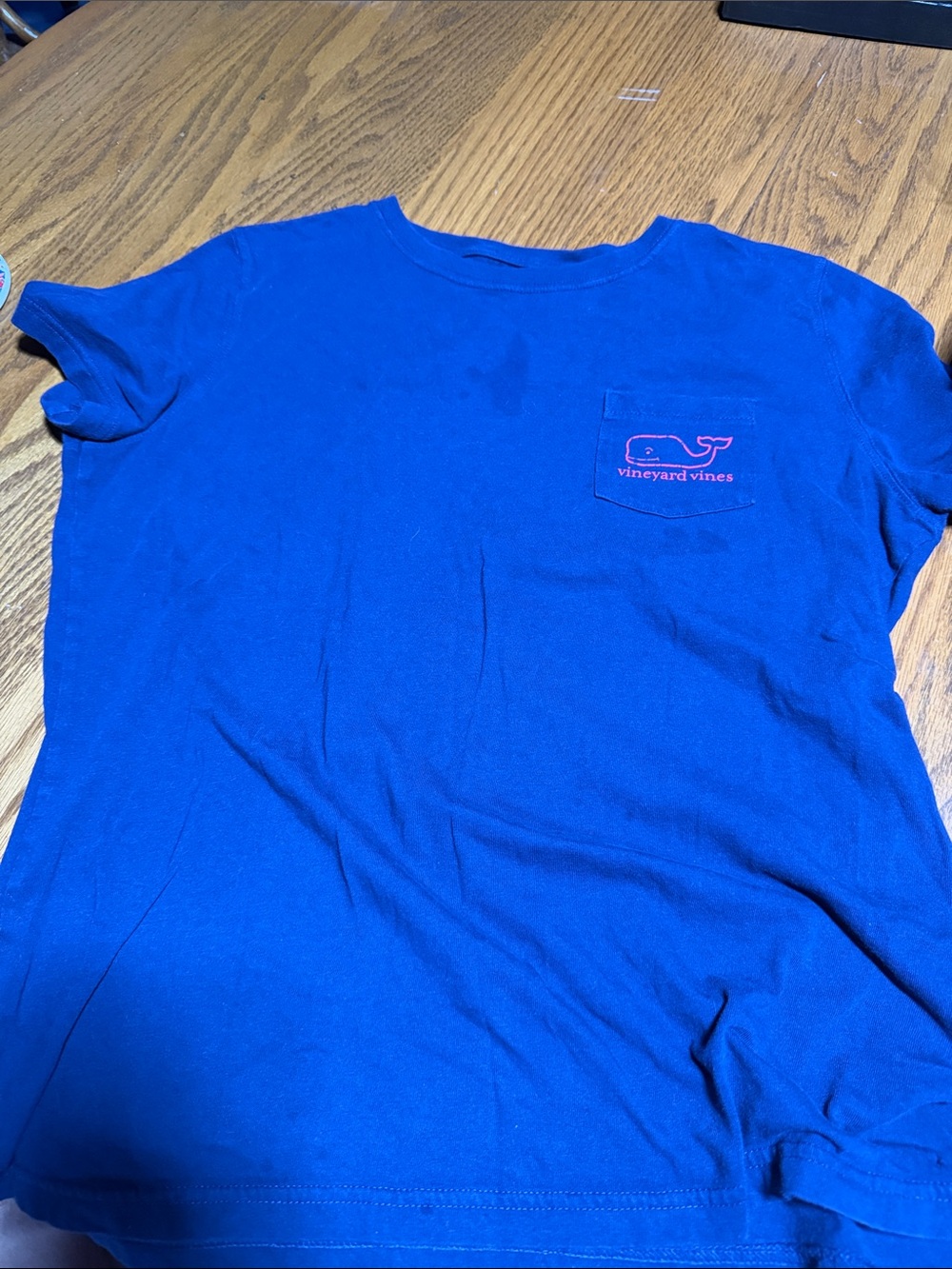 Vineyard Vines Royal Blue Short Sleeve Tee with Pink Whale Pocket